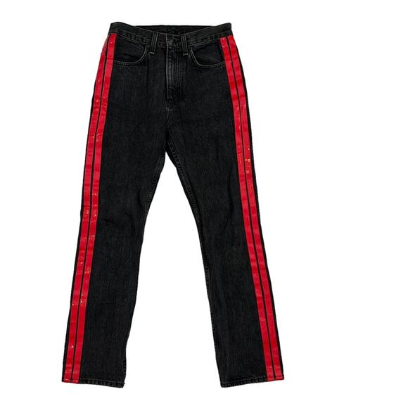 Rag & Bone Straight Jean Washed Black Red Side Stripe 24 - Picture 2 of 13
